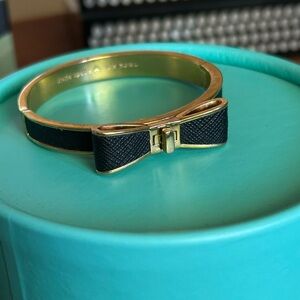 Kate Spade Gold and Black Leather Bow Bracelet